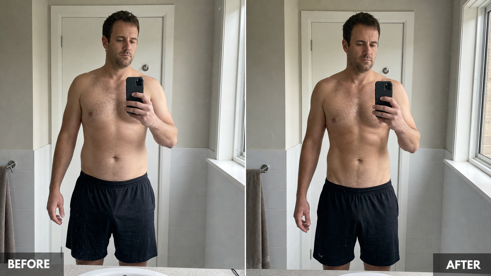 Before and after body composition comparison